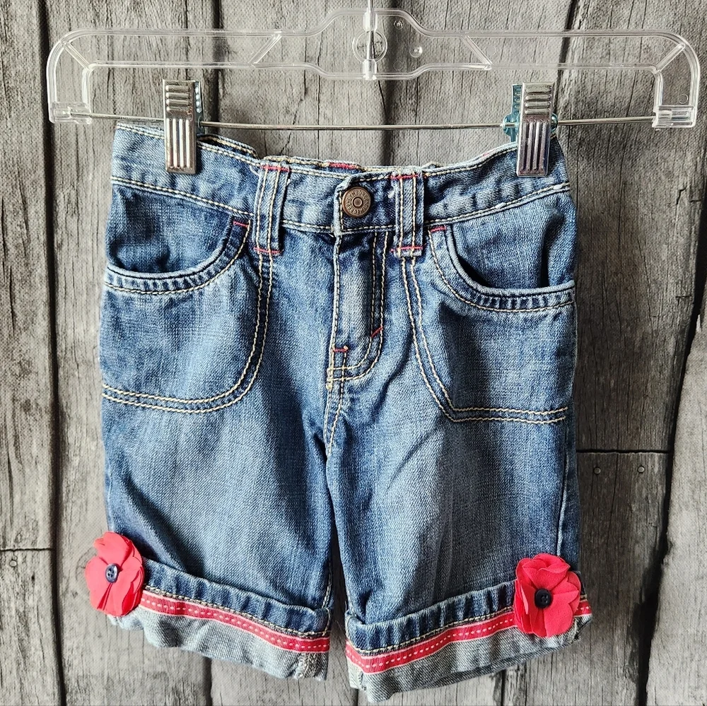 GYMBOREE Denim Bermuda with Floral Accent‎